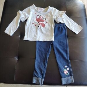 Little Lass Girls' Floral Fox Top and Leggings Set Size 2T